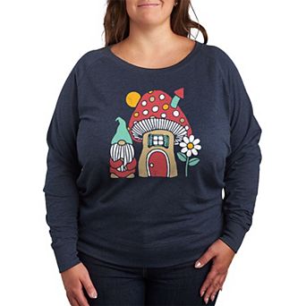 Plus Size Mushroom House French Terry Long Sleeve Tee