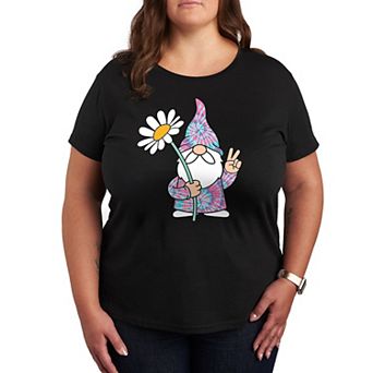 Plus Tie Dye Gnome With Daisy Graphic Tee