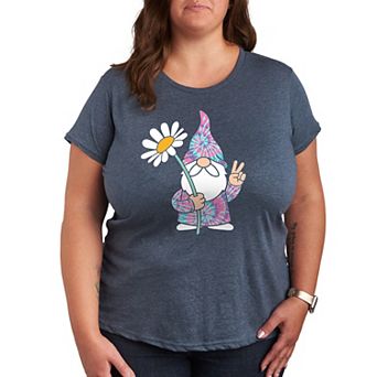 Plus Tie Dye Gnome With Daisy Graphic Tee