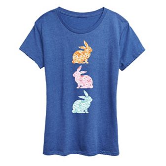 Women's Stacked Patterned Bunnies Graphic Tee