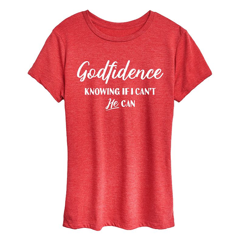 Women's Godfidence Graphic Tee, Size: Small, Grey Red