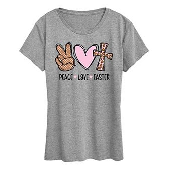 Women's Peace Love Easter Graphic Tee