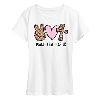 Women's Peace Love Easter Graphic Tee