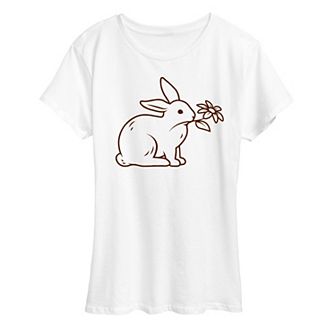 Women's Bunny With Flower Graphic Tee