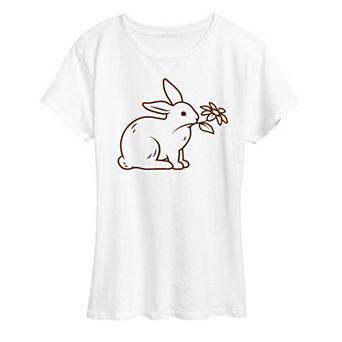 Women's Bunny With Flower Graphic Tee