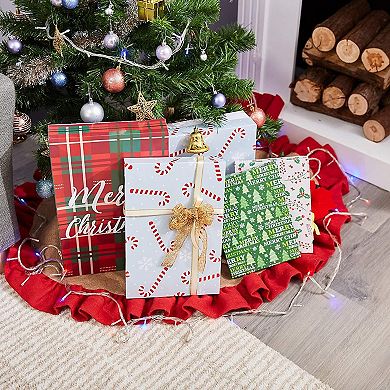 24 Pack Christmas Boxes For Gifts With Lids For Presents In 4 Designs, 3 Sizes