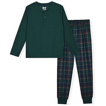 Sleep On It Boys 2 pc Long Sleeve Pajama Set with Fleece Plaid Pants