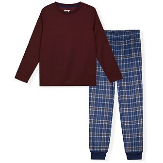 Sleep On It Boys 2 pc Long Sleeve Pajama Set with Fleece Plaid Pants