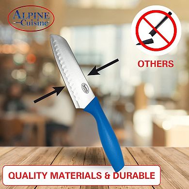 Alpine Cuisine Cutlery Stainless Steel Knife Set 7pc With Color Handle & Sheath