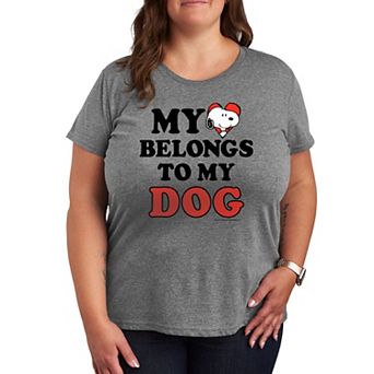 Plus Size Peanuts Heart Belongs Dog Graphic Tee