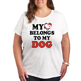 Plus Size Peanuts Heart Belongs Dog Graphic Tee
