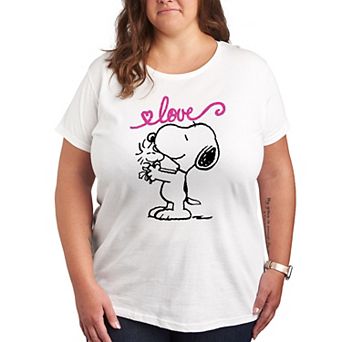 Plus Size Peanuts Valentines Snoopy Love Graphic Tee