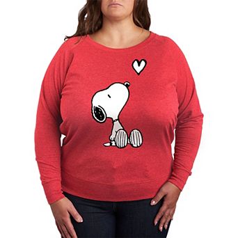 Plus Size Peanuts Valentines Snoopy Heart Graphic Tee