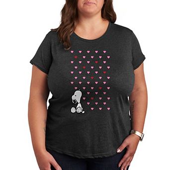 Plus Size Peanuts Valentine Snoopy Hearts Graphic Tee