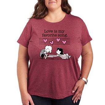 Plus Size Peanuts Valentines Piano Graphic Tee