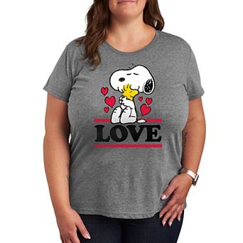 Plus Size Peanuts Love Snoopy Woodstock Graphic Tee