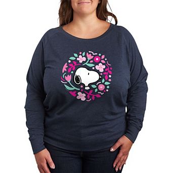 Plus Size Peanuts Valentine Floral Circle Graphic Tee