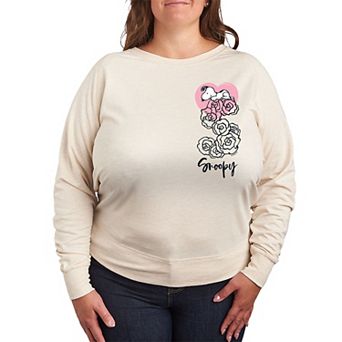 Plus Size Peanuts Snoopy Valentines Roses Graphic Tee