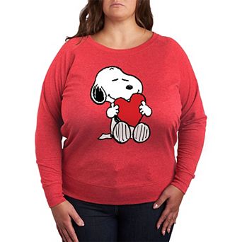 Plus Size Peanuts Valentines Hugging Heart Graphic Tee