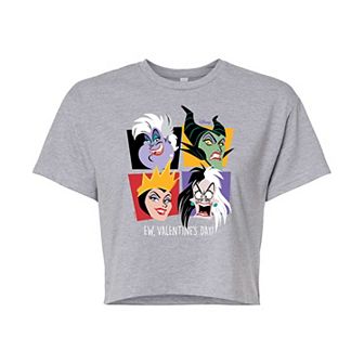 Disney Villain Ursula, Cruella, Evil Queen & Maleficent Juniors' Ew, Valentine's Day Cropped Tee