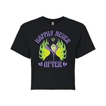 Disney's Sleeping Beauty Maleficent Juniors' Happily Never After Cropped Tee