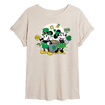Disney's Mickey & Minnie Mouse Juniors' Pot Of Gold Oversized Tee