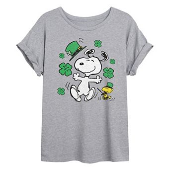 Juniors' Peanuts Snoopy St. Patrick's Day Oversized Tee