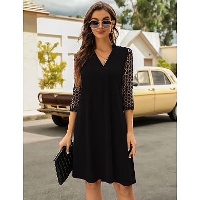 Womens Long Sleeve Mini Dress Casual Loose Flowy Swing Tunic Dresses For Spring Fall