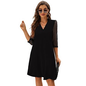Womens Long Sleeve Mini Dress Casual Loose Flowy Swing Tunic Dresses For Spring Fall