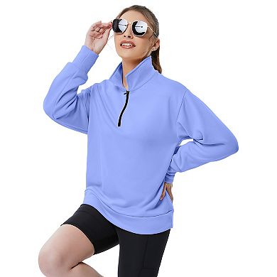 Half Zip Pullover Long Sleeve Women Pullover Sweatshirt Sport Hiking Clothes