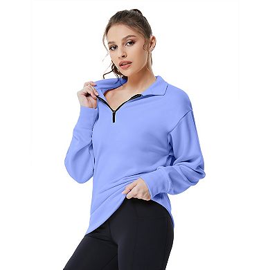 Half Zip Pullover Long Sleeve Women Pullover Sweatshirt Sport Hiking Clothes
