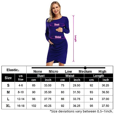 Womens Maternity Dresses Casual Ruched Short Sleeve Irregular Bodycon ...