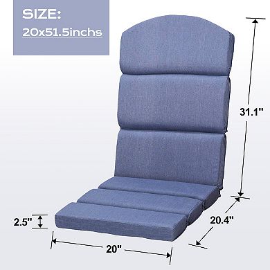 Aoodor Patio Chair Cushion Set of 2 High-Back Adirondack Patio Cushions with Ties, 52''x20''x2.75''