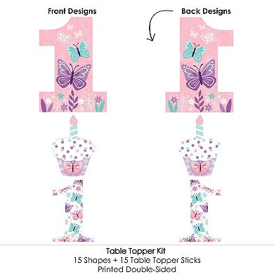 Big Dot Of Happiness 1st Birthday Beautiful Butterfly - Party Centerpiece Table Toppers 15 Ct