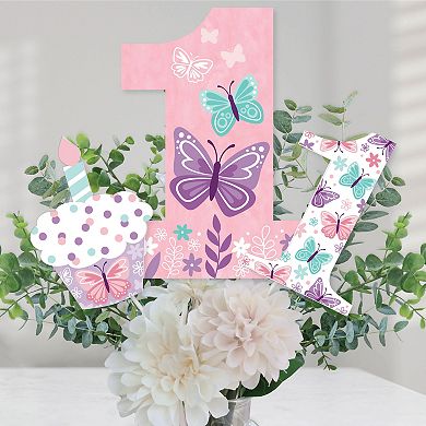 Big Dot Of Happiness 1st Birthday Beautiful Butterfly - Party Centerpiece Table Toppers 15 Ct