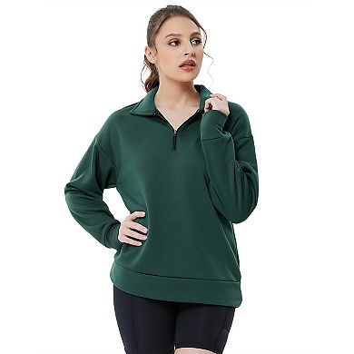 Half Zip Pullover Long Sleeve Women Pullover Sweatshirt Sport Hiking Clothes