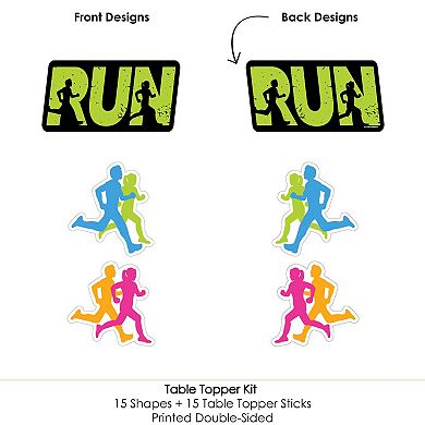 Big Dot Of Happiness Set The Pace - Running - Marathon Centerpiece Sticks Table Toppers 15 Ct