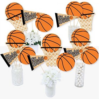 Big Dot Of Happiness Nothin' But Net Basketball - Party Centerpiece Stick Table Toppers 15 ct
