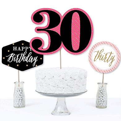 Big Dot Of Happiness Chic 30th Birthday Pink Black Gold Centerpiece Stick Table Toppers 15 Ct