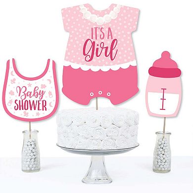 Big Dot Of Happiness It's A Girl - Pink Baby Shower Centerpiece Sticks - Table Toppers 15 Ct