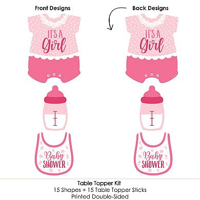 Big Dot Of Happiness It's A Girl - Pink Baby Shower Centerpiece Sticks - Table Toppers 15 Ct