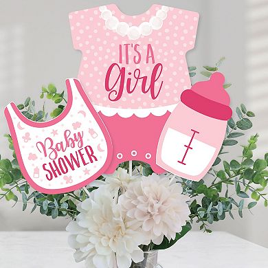 Big Dot Of Happiness It's A Girl - Pink Baby Shower Centerpiece Sticks - Table Toppers 15 Ct