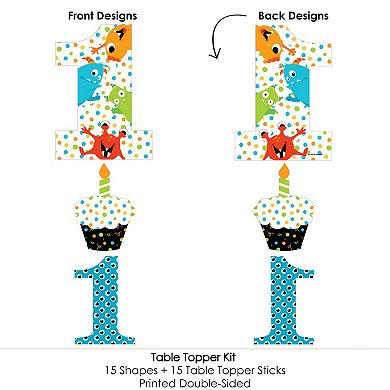 Big Dot Of Happiness 1st Birthday Monster Bash - Centerpiece Sticks - Table Toppers - 15 Ct