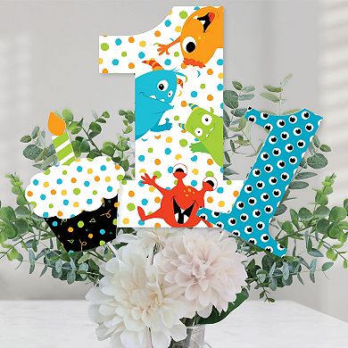 Big Dot Of Happiness 1st Birthday Monster Bash - Centerpiece Sticks - Table Toppers - 15 Ct