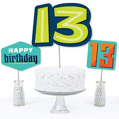 Big Dot Of Happiness Boy 13th Birthday Official Teen - Centerpiece Stick Table Toppers 15 Ct