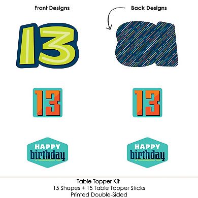 Big Dot Of Happiness Boy 13th Birthday Official Teen - Centerpiece Stick Table Toppers 15 Ct