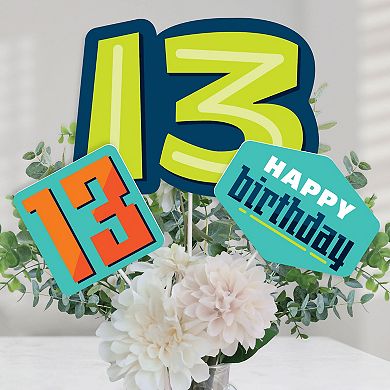 Big Dot Of Happiness Boy 13th Birthday Official Teen - Centerpiece Stick Table Toppers 15 Ct