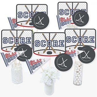 Big Dot Of Happiness Shoots & Scores - Hockey - Party Centerpiece Sticks Table Toppers 15 ct