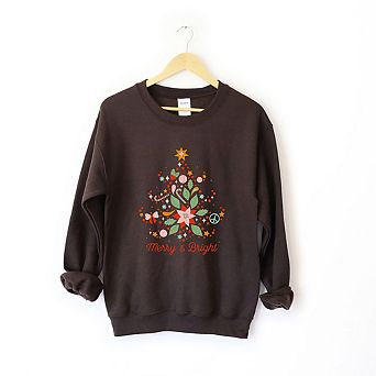Merry And Bright Tree Grunge Sweatshirt