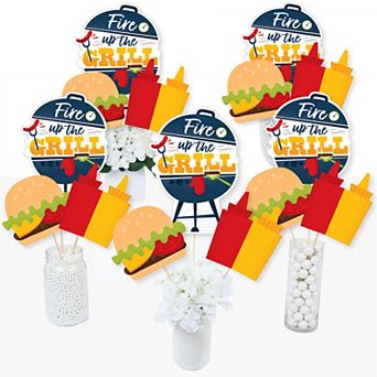 Big Dot Of Happiness Fire Up The Grill - Picnic Party Centerpiece Sticks Table Toppers 15 ct
